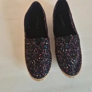 Esprit Women's Black Colorful Splatter Espadrille Slip-On Size 9